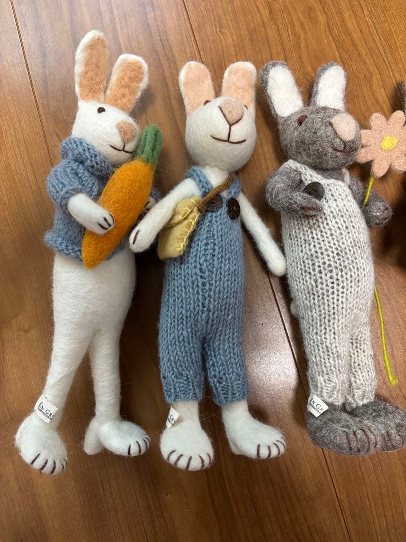 ウサギ　うさぎ　兎　ぬいぐるみ　羊毛フェルト　5体