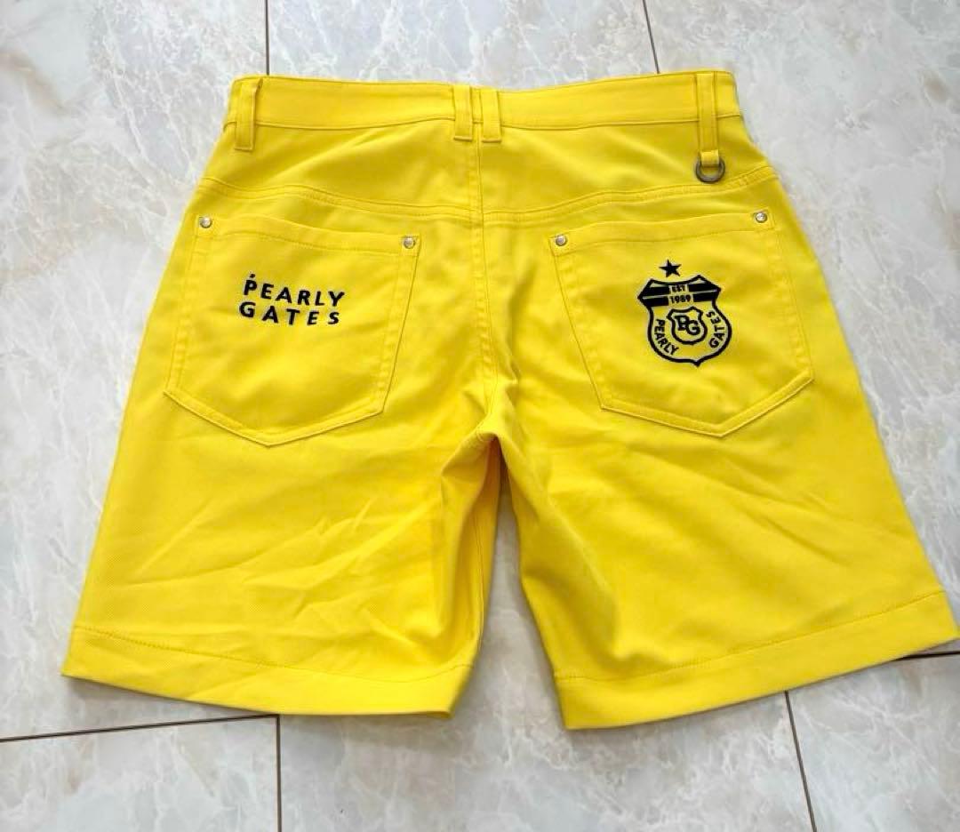 美品　PEARLY GATES ゴルフハーフパンツ　3 イエロー×ネイビー