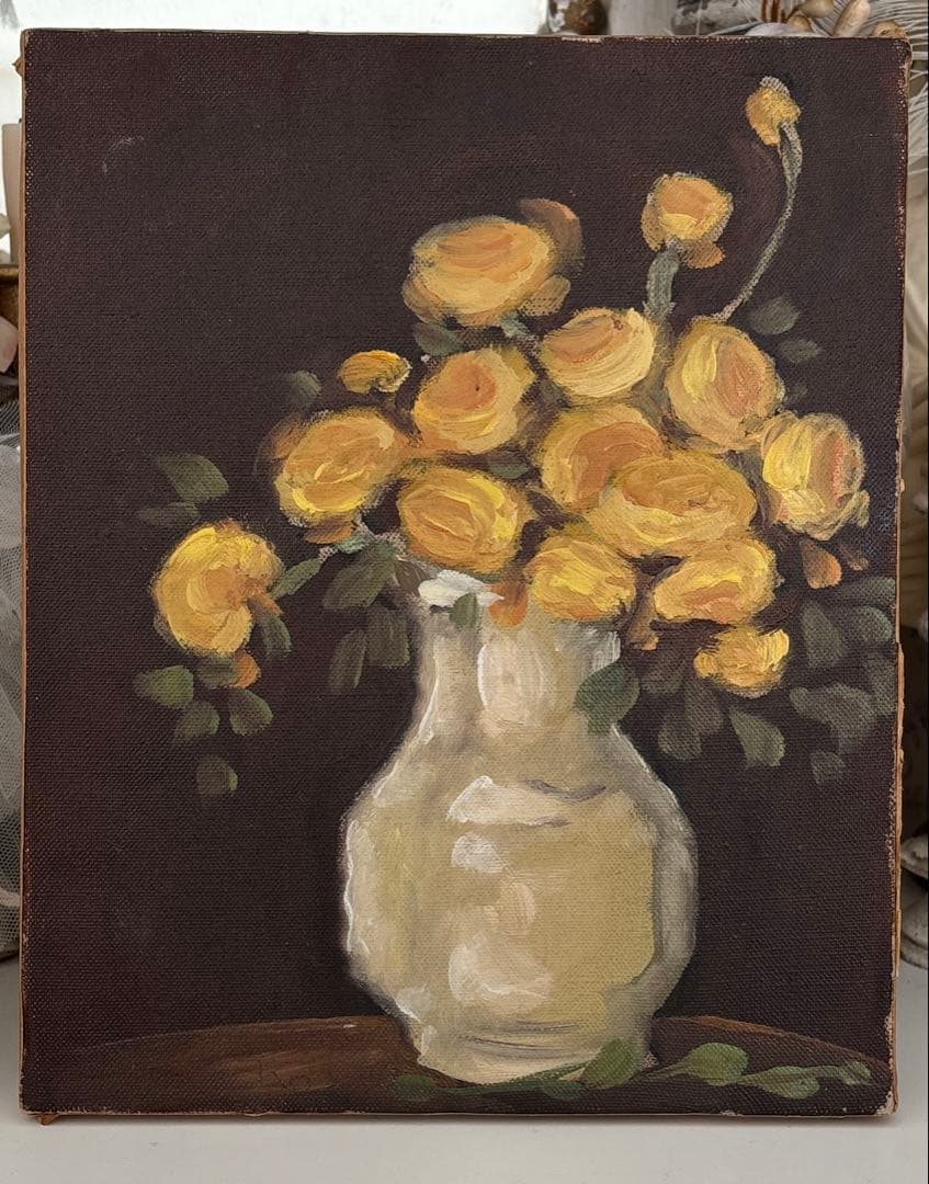 絵画 Oil painting of beautiful flowers.