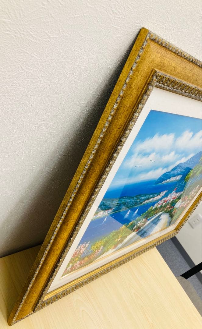 絵画 風景画 油絵 肉筆油彩画 地中海への道 王群作