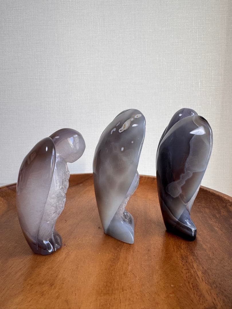 ★置物　ジオードめのう天使　3人セット