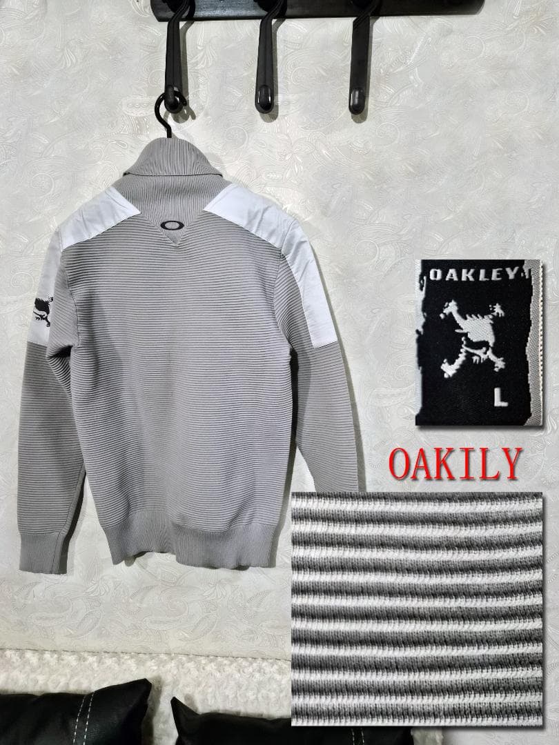 OAKLEY グレー ストライプ セーター L