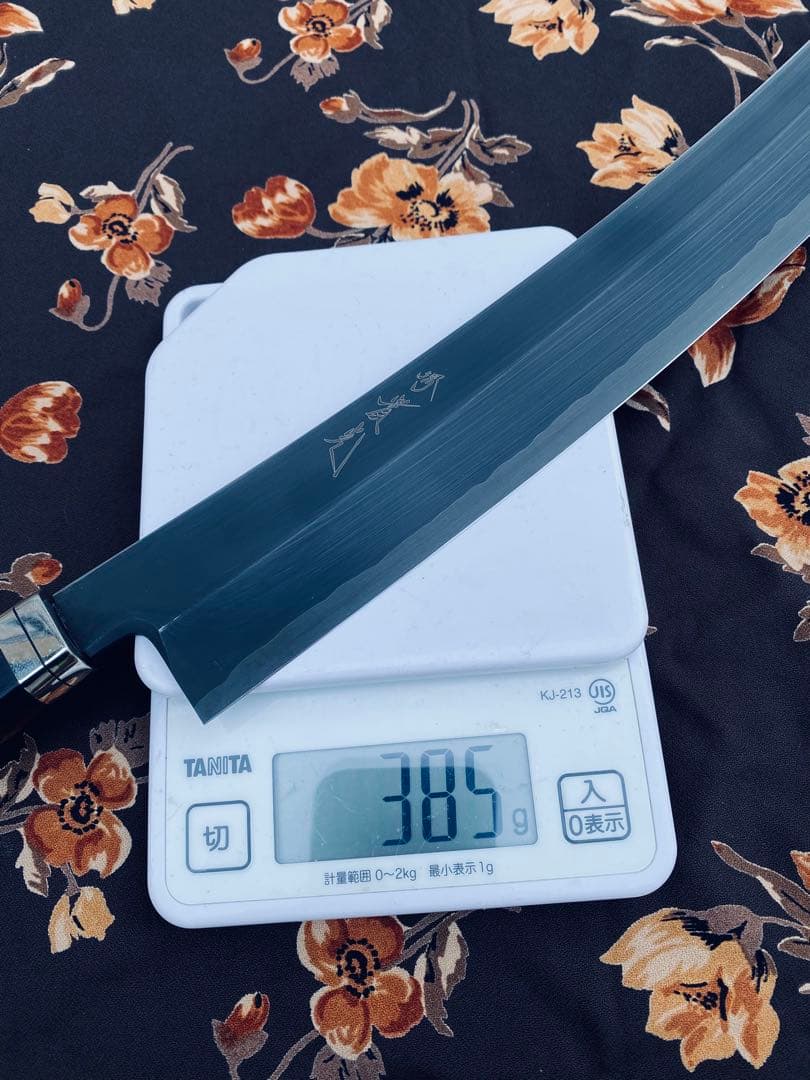 實光 銀座 銀三 ソリ 刺身切付 包丁 銀三鋼 330mm 黒檀柄 黒檀鞘