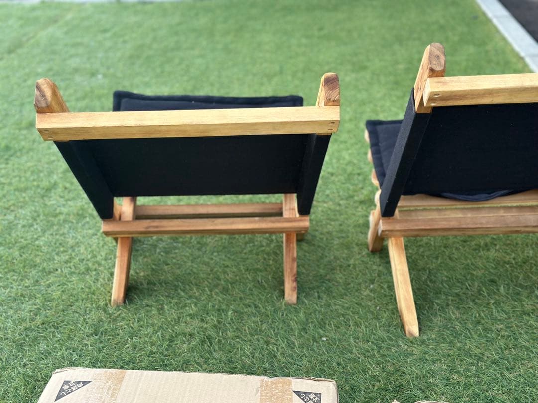 キャプテンスタッグ/折りたたみ式アウトドアチェア 黒/二脚セット