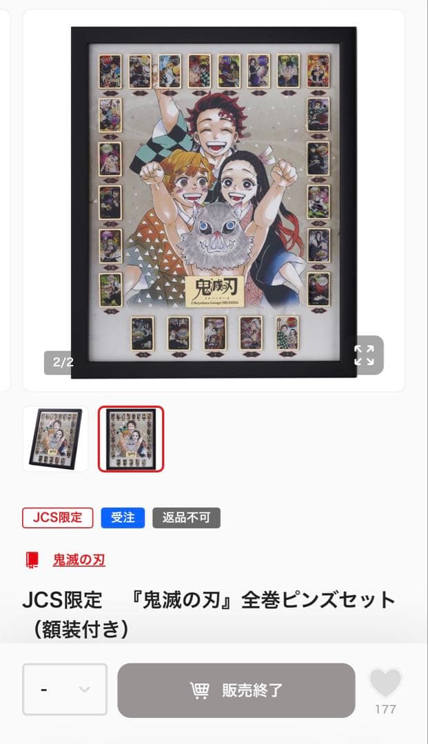 鬼滅の刃 全巻ピンズセット (額装付き)