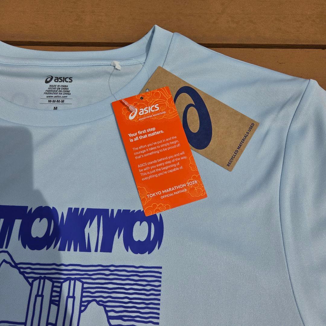 asics 東京マラソン 2026 Tシャツ 海外Mサイズ 水色