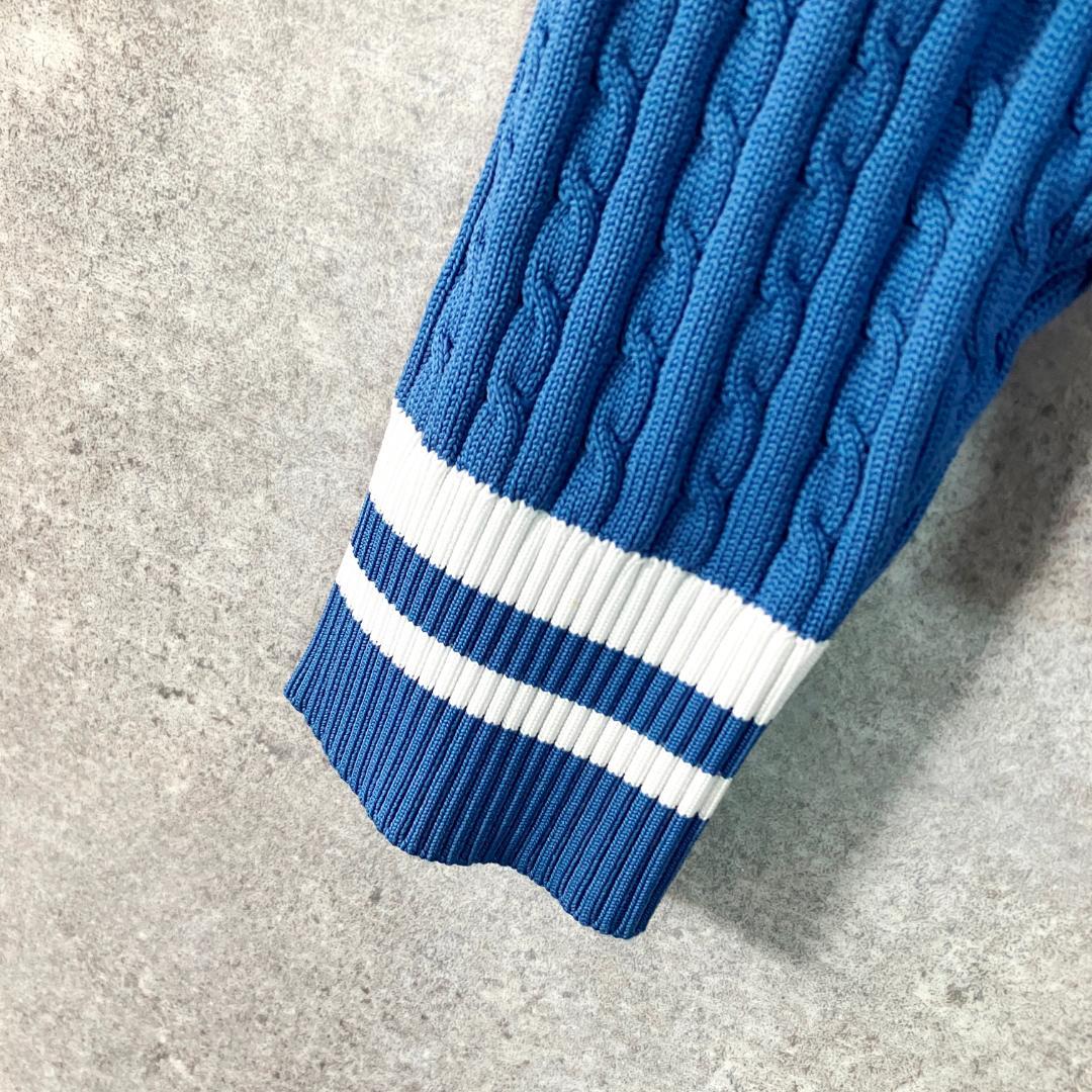 Callaway ケーブルニット　セーター　ブルー　ロゴ　刺繍　Ⅴネック