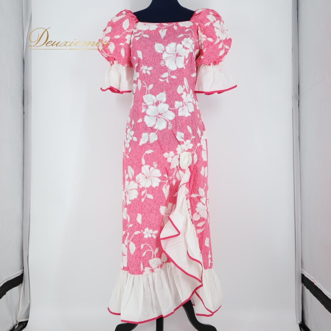 【美品 フラダンス衣装】ピンク MENEHUNE PLANTETION ドレス
