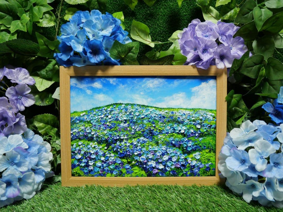 油絵 絵画 【紫陽花の丘】