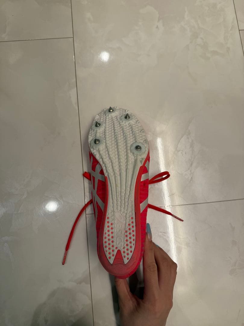 ASICS ピンク スパイクシューズ STEP袋付き