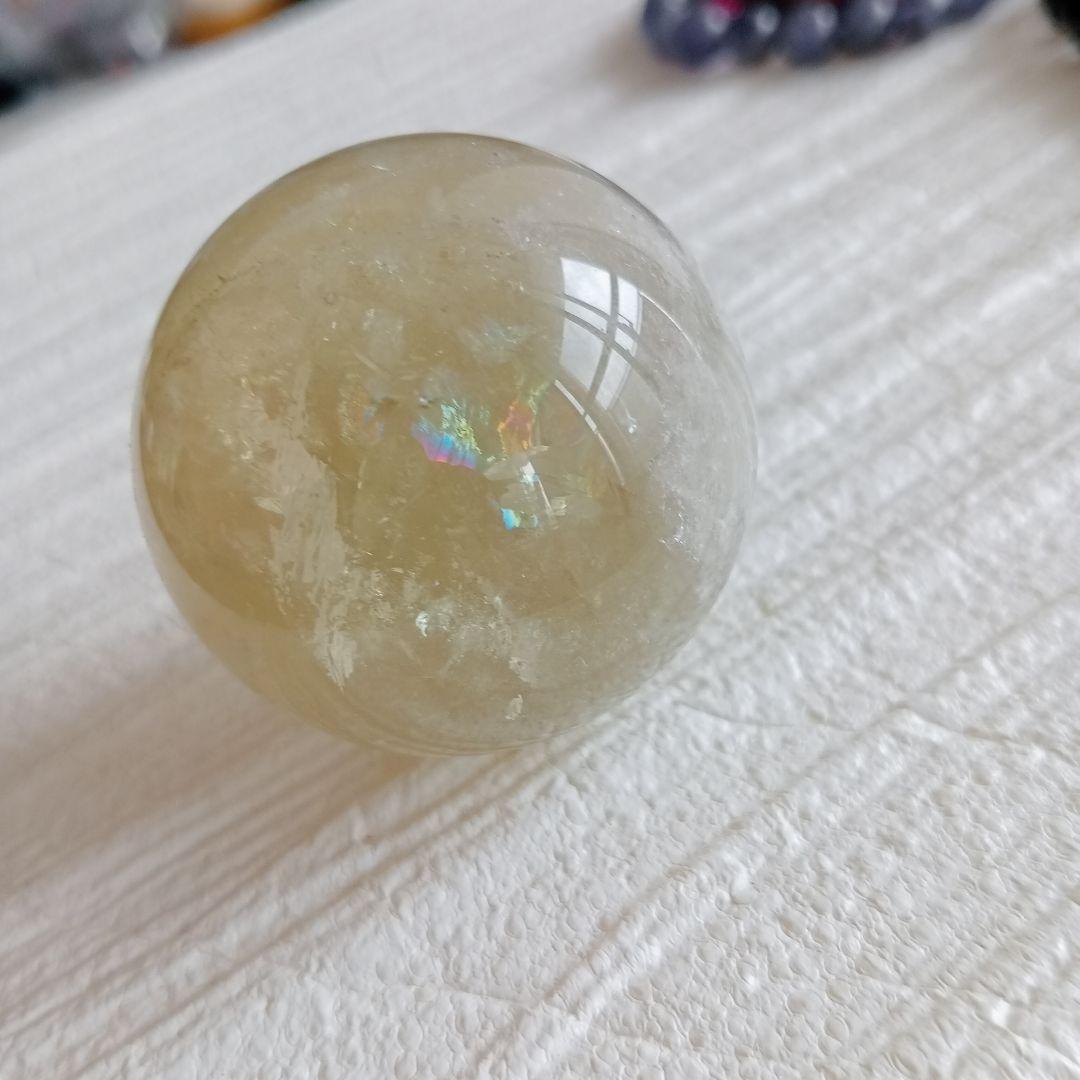 44mm　虹入りシトリン　丸玉　風水