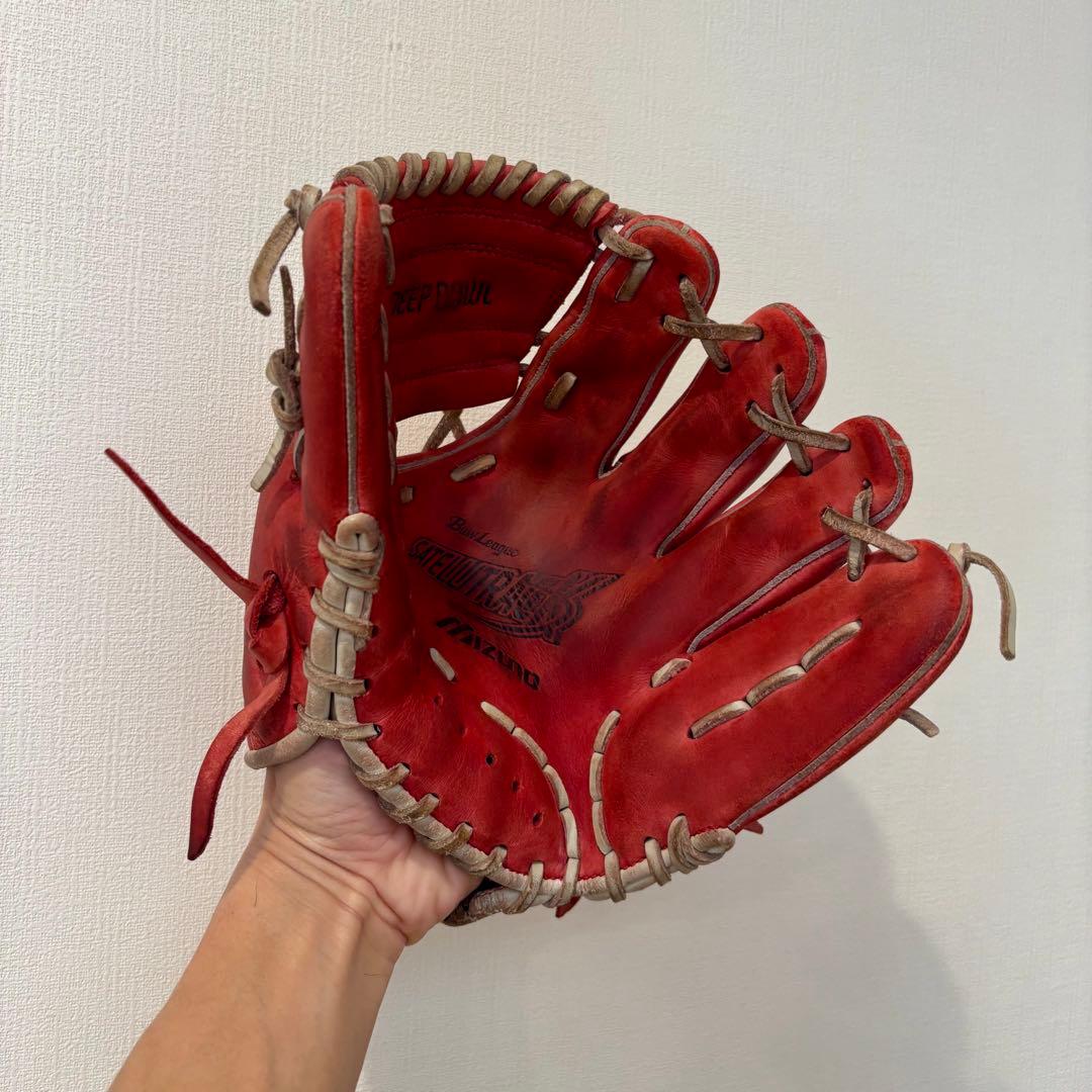 ミズノ グローブ 軟式 少年 型抜群Mizuno buw leagueレッド