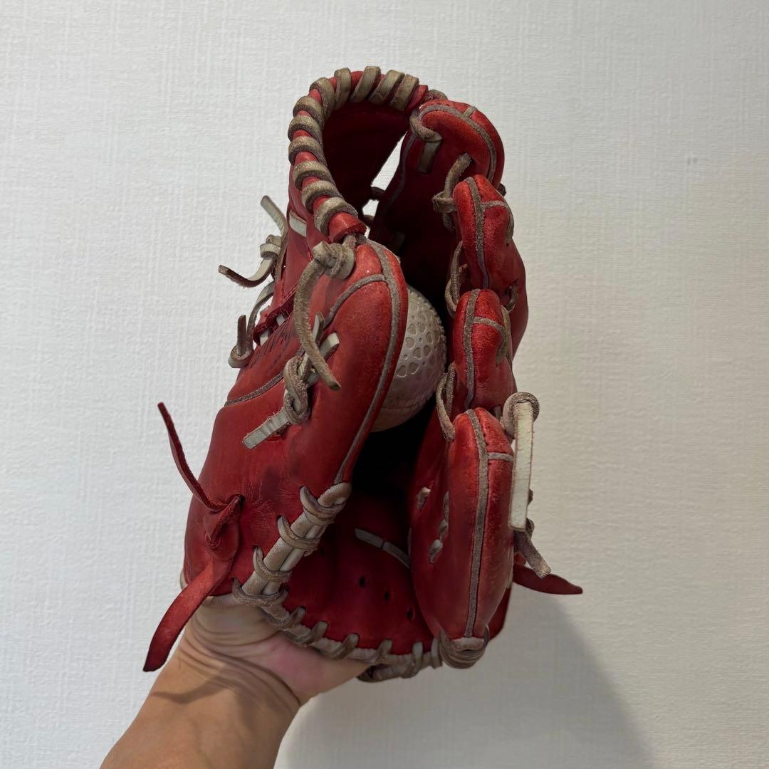ミズノ グローブ 軟式 少年 型抜群Mizuno buw leagueレッド