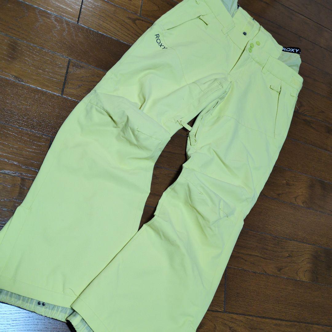 【美品】ROXY　スノボウェア　上下セット　総柄　ボタニカル　レモンイエロー　Ｓ