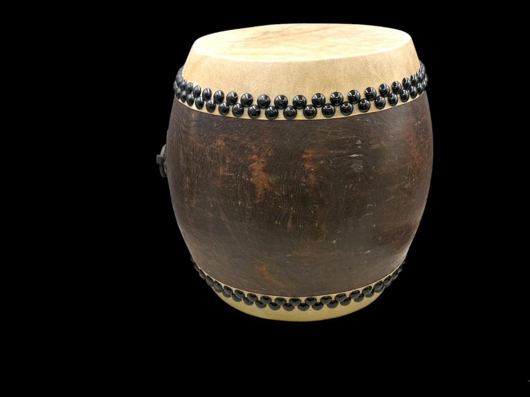 長胴太鼓 和太鼓 皮破れなし くりぬき胴 打面-約35㎝ 胴高-約45㎝ 宮太鼓