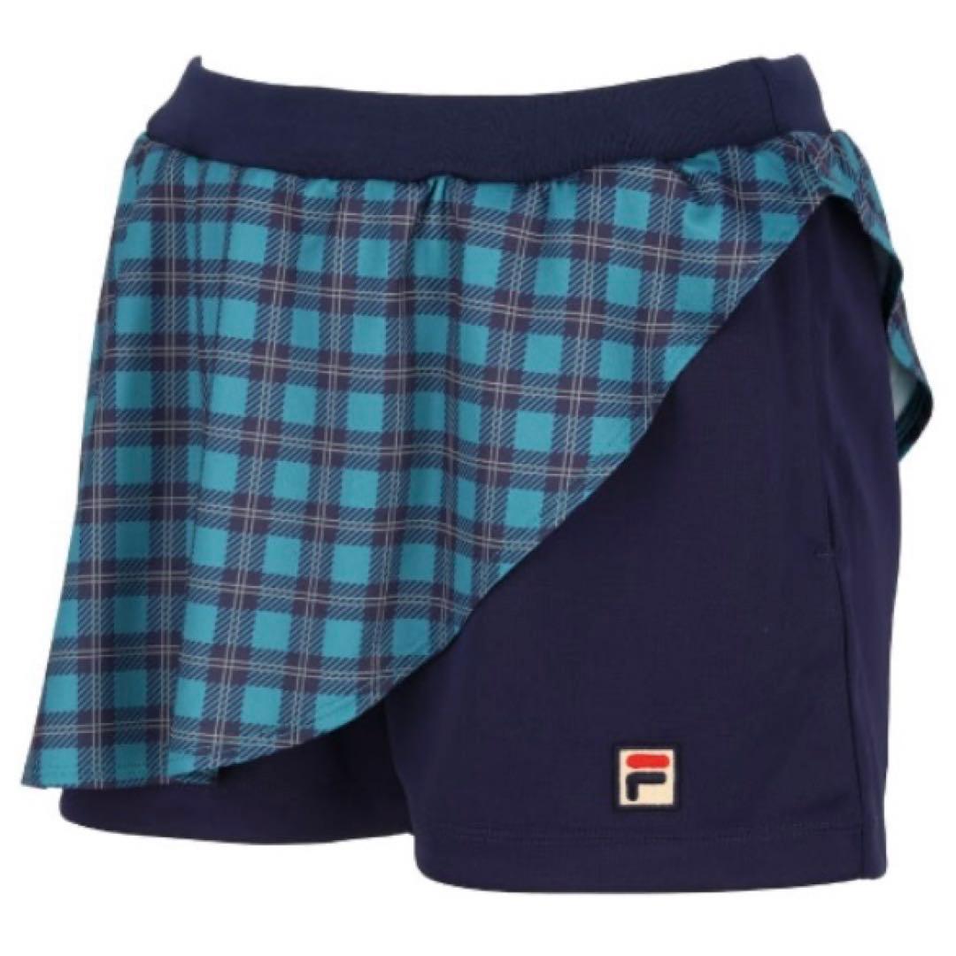 No.733 FILA 【数量限定】BLUEチェックのパレオ風ショートパンツ
