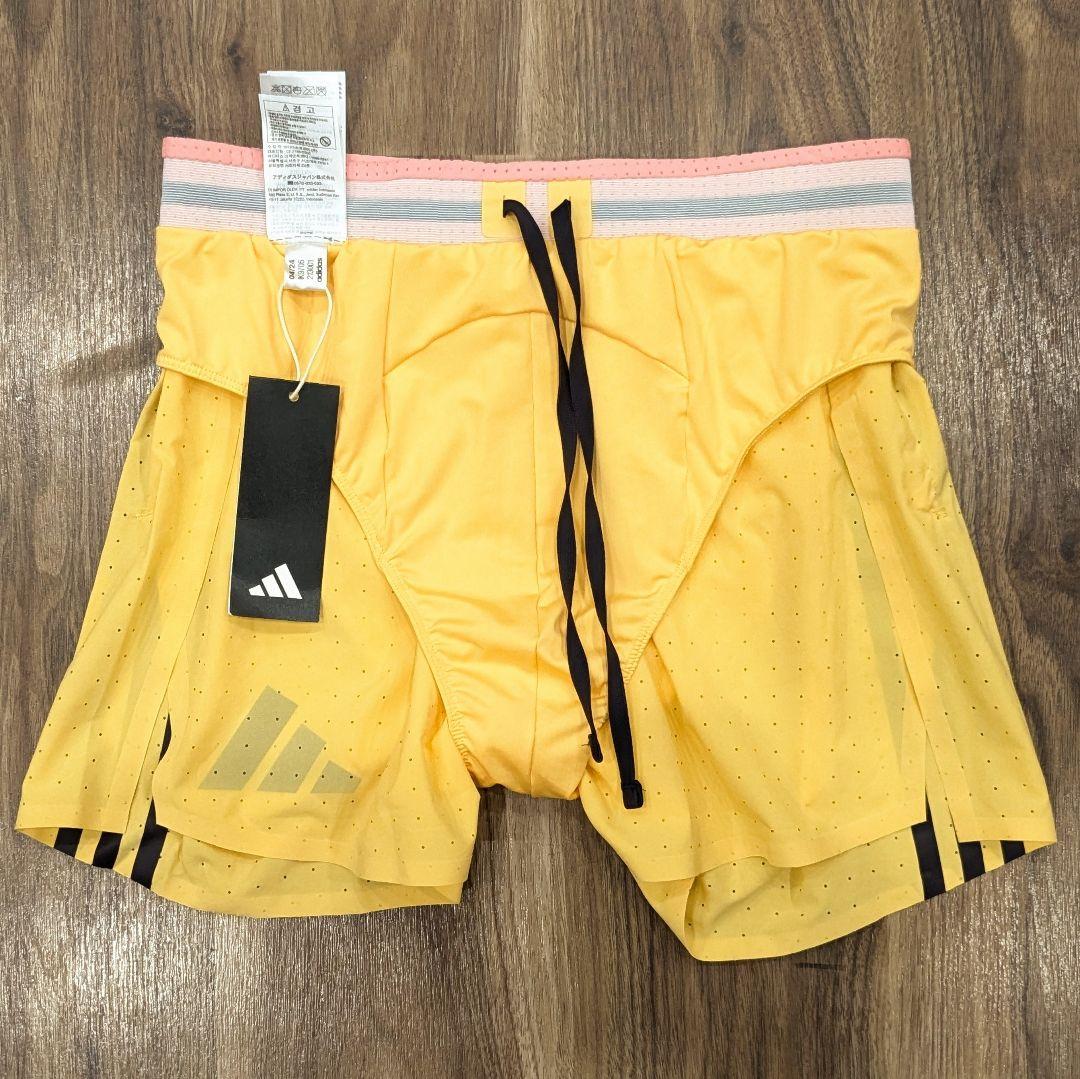 ■adidas ADIZERO Pro Elite ショーツ 黄L アディゼロ■
