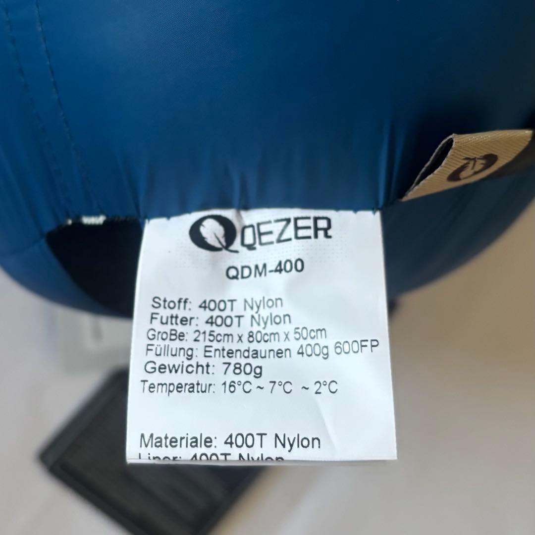 【新品未使用❣️】QEZER ダウン寝袋 コンパクト マミー型 QDM-400