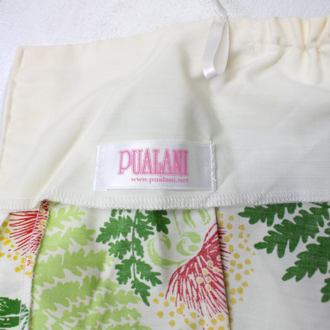 【フラダンス衣装】ホワイト Pualani ワンピースドレス レフア柄 白 赤