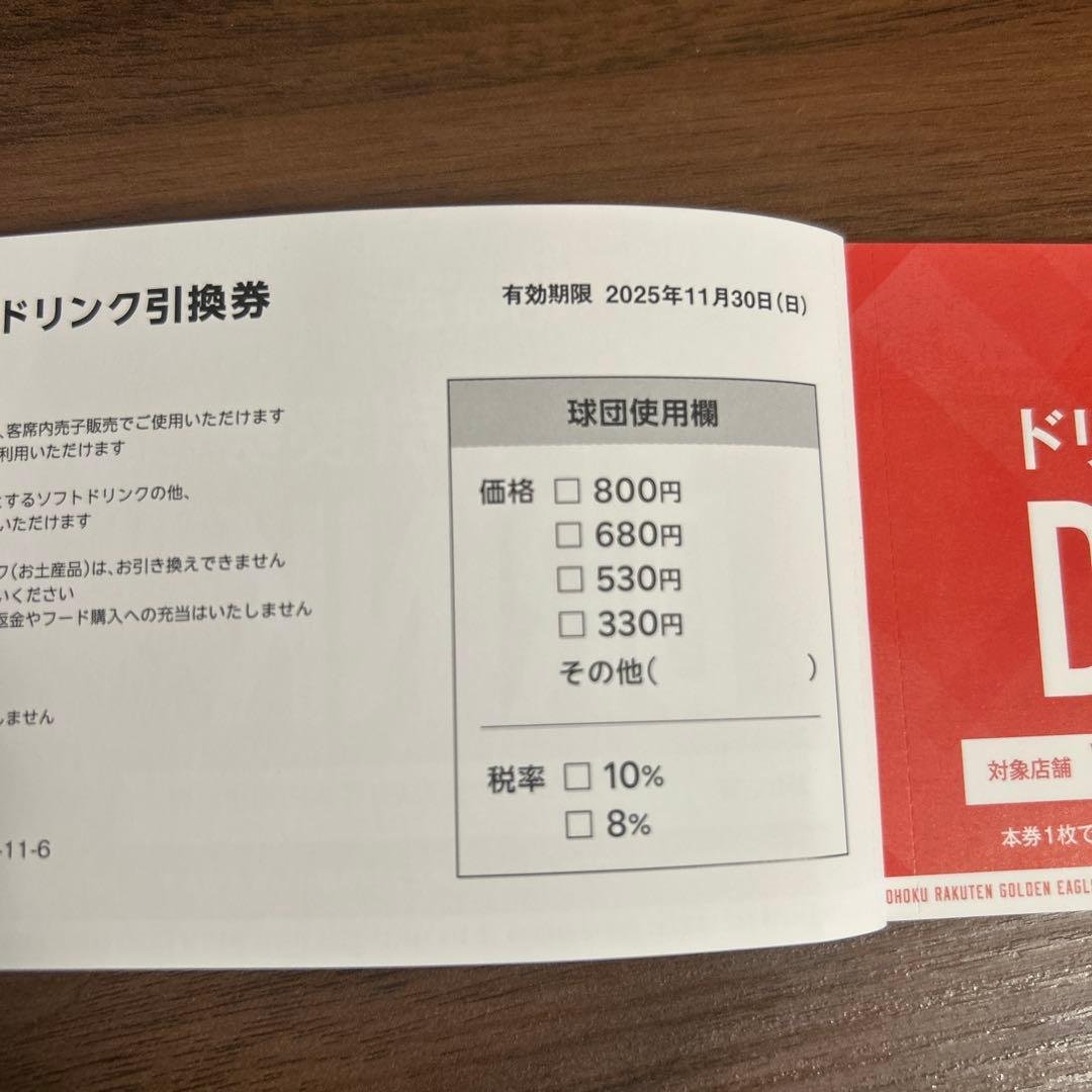 楽天イーグルス ドリンク引換券　10枚