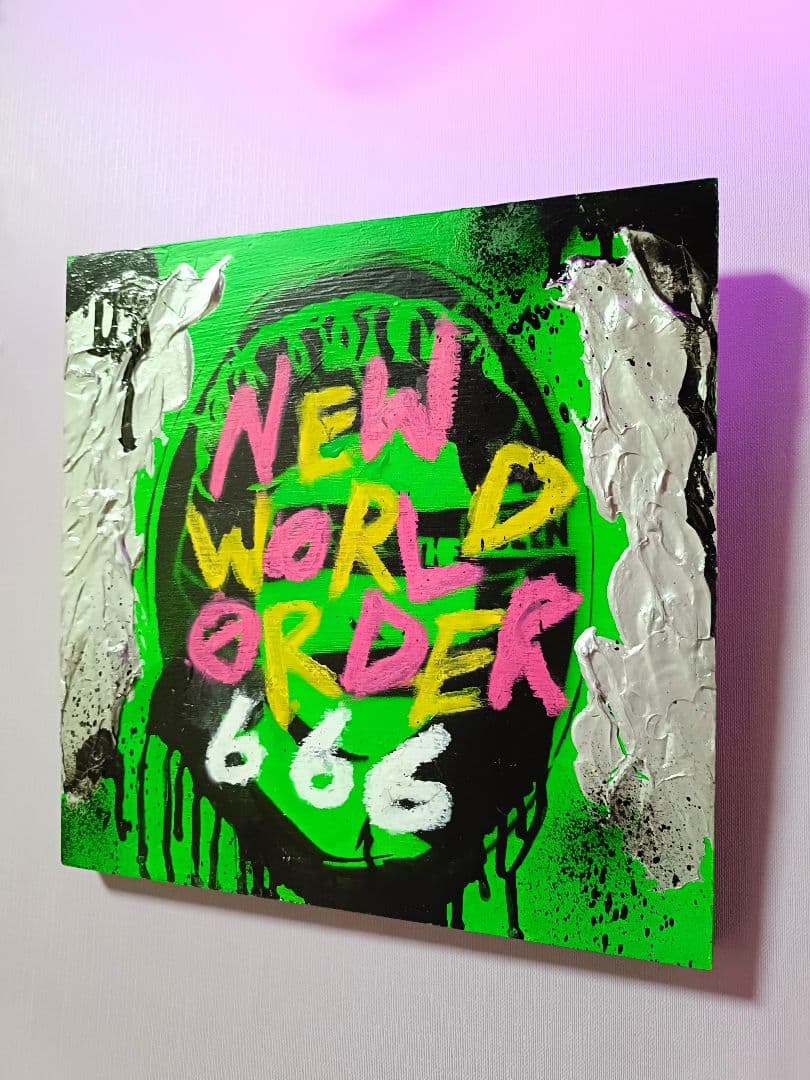 【一点物】NEW WORLD ORDER666【ステンシルアート,陰謀論】