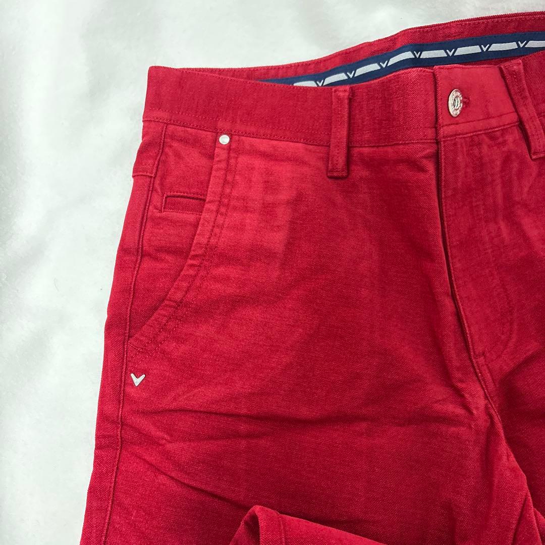 Callaway ゴルフ　メンズ　Lサイズ　赤 パンツ ボタン付き