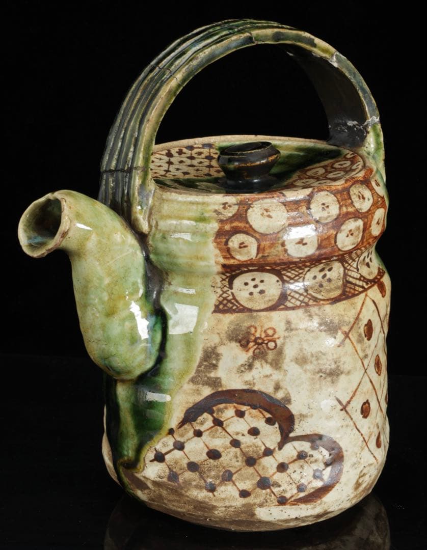 時代古作 古織部 水次ぎ形水指 水注 共箱付 茶道具 貴重希少品 古美術 骨董品