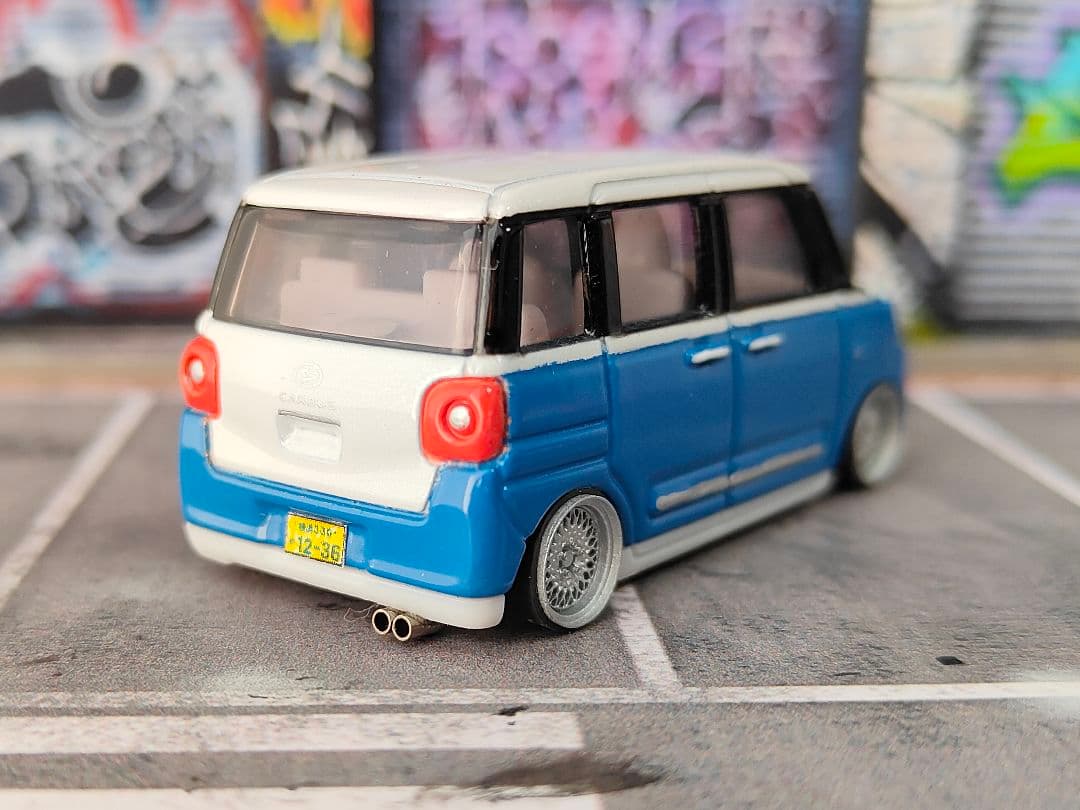 トミカ改造 ダイハツ ムーヴ キャンバス 全塗装☆深リムホットウィール