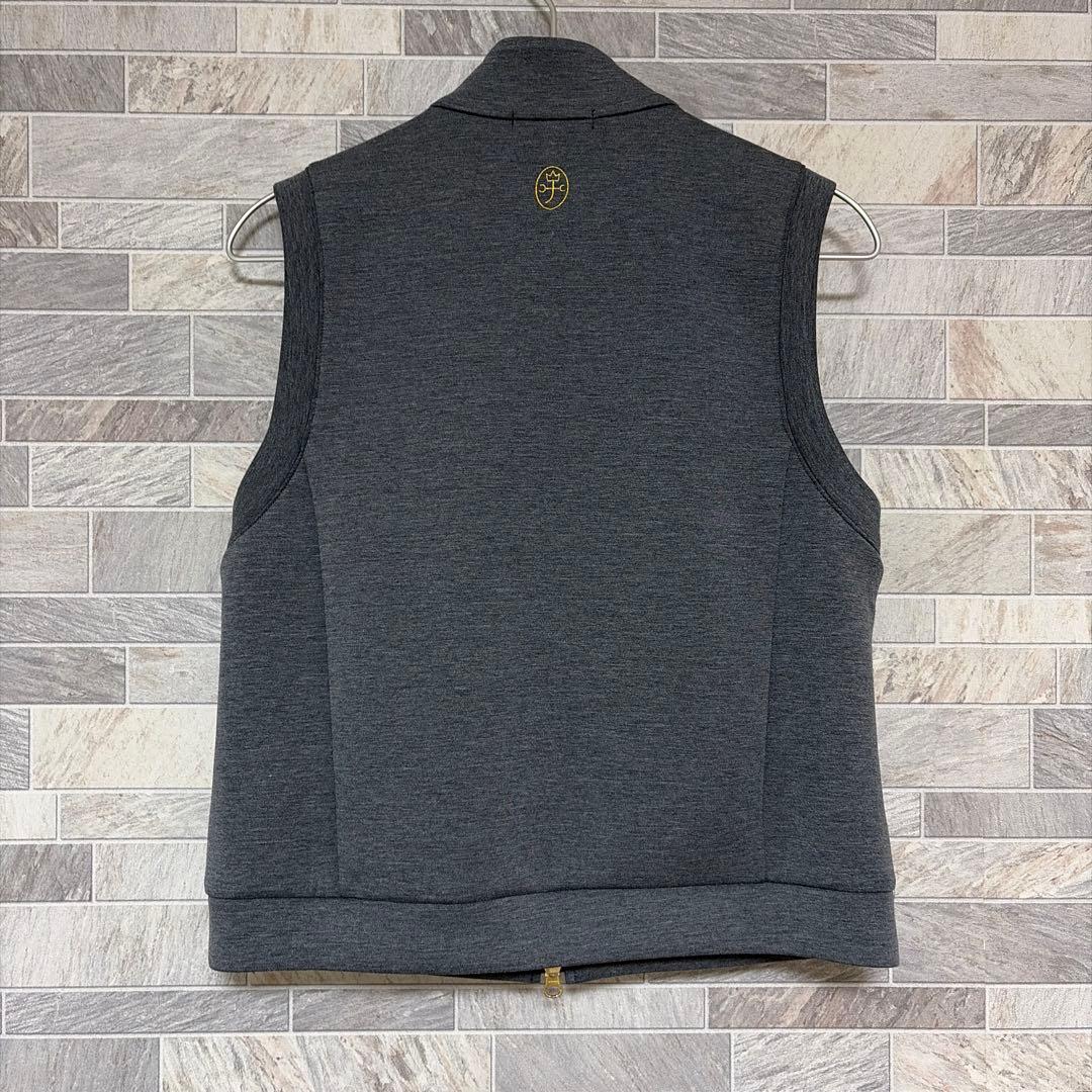 カステルバジャック ジップアップベスト 金刺繍 グレー レディース 40
