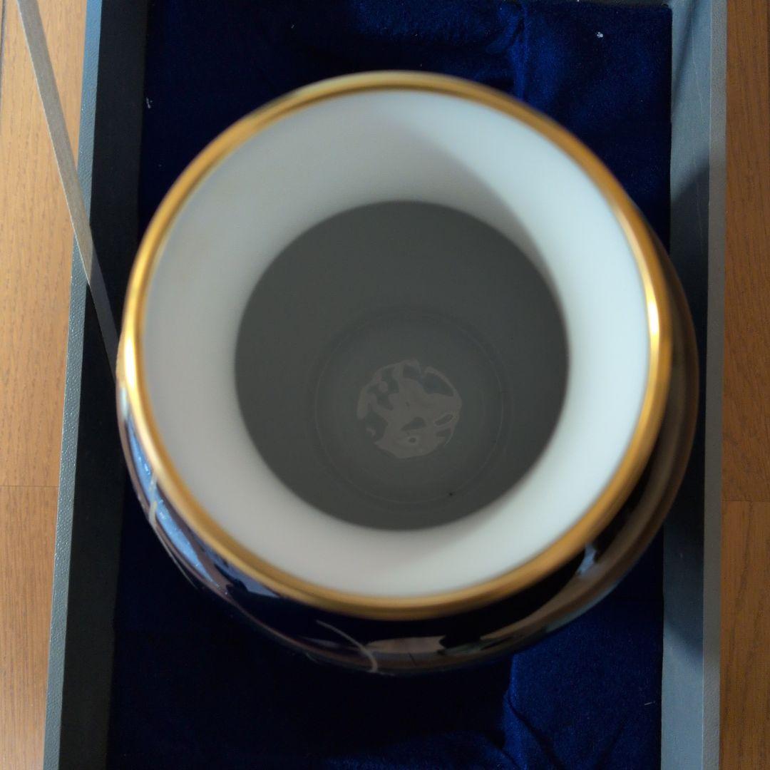 【大倉陶園 】瑠璃金蝕ぶどう花瓶 箱付