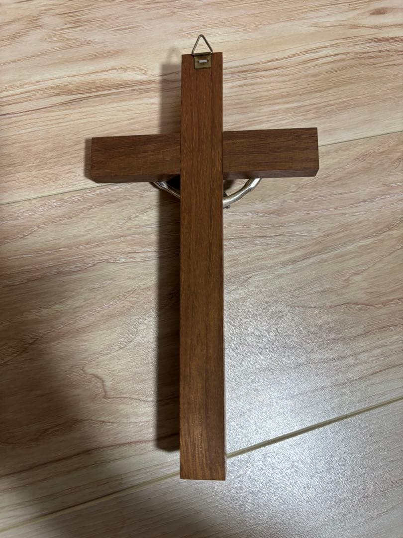INRI ウォールナット 十字架 木製　金属　イエスキリスト　宗教