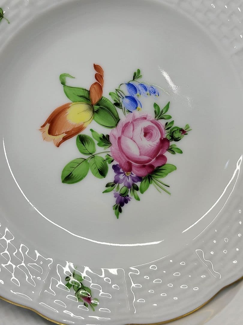 未使用✨ヘレンド フラワーブーケ ミニプレート 小皿 薔薇 チューリップ 花2枚