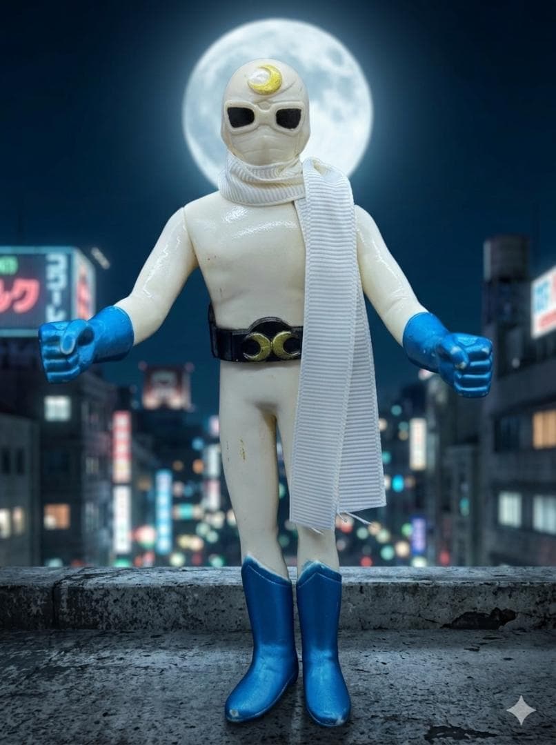 【当時物】月光仮面 ヘラルド ソフビ 背中刻印 愛企画 宣弘社 17cm