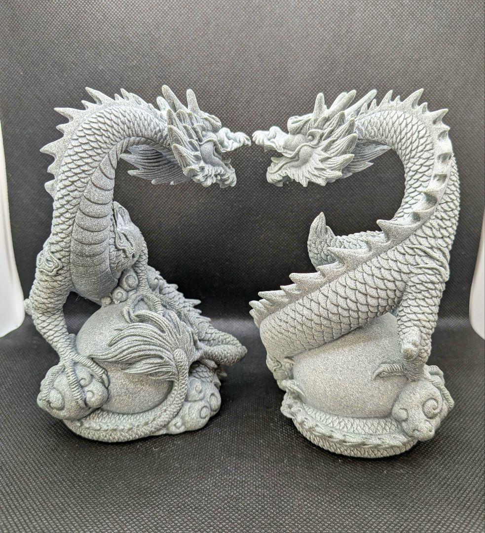 新入荷✨️ペア龍♡２体セット　龍の置物　青石彫刻　ドラゴン　縁起物　幸運　風水