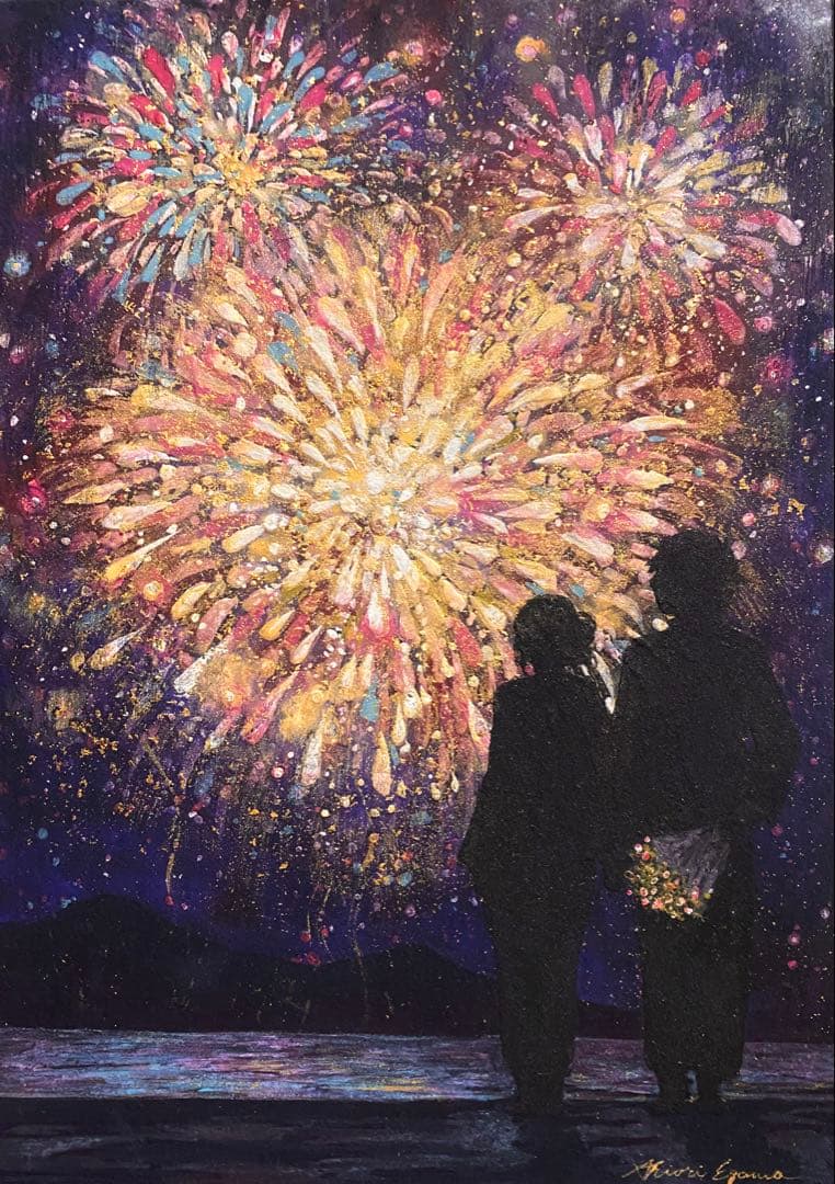 【原画・一点物】花火　江川史織作|日本画｜インテリア　アート