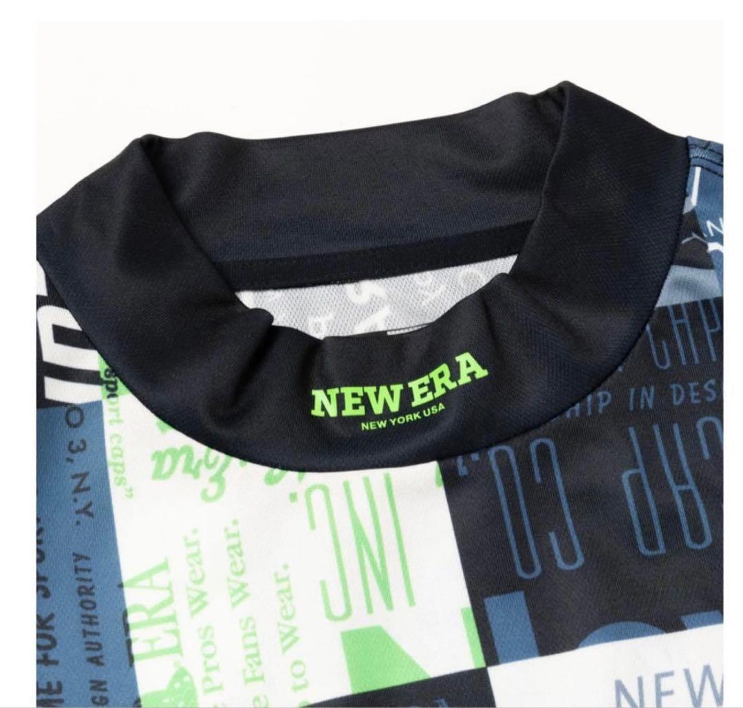NEW ERA 半袖ミッドネック Tシャツ アーカイブオールオーバーロゴネイビー