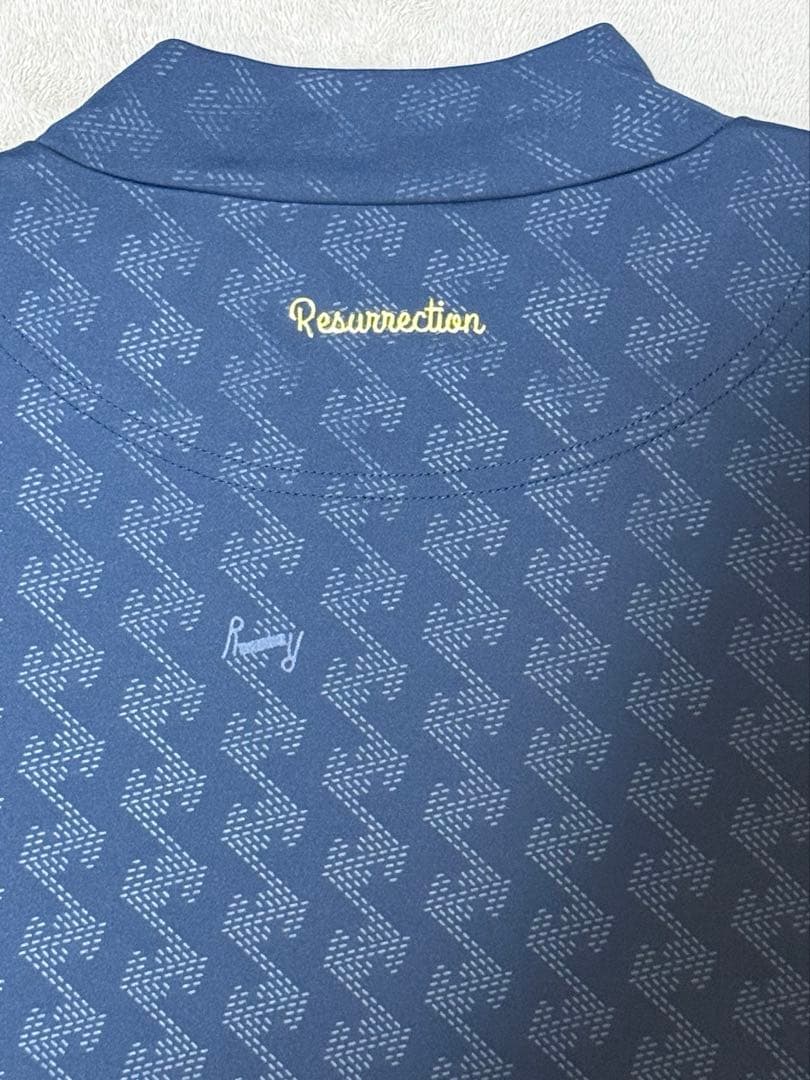 レザレクション　長袖モックネック　ゴルフシャツ　2XL ネイビー