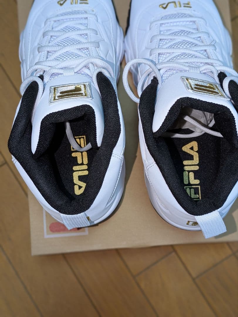 早い者勝ち・FILA MB ホワイト ゴールド ハイカットシューズ