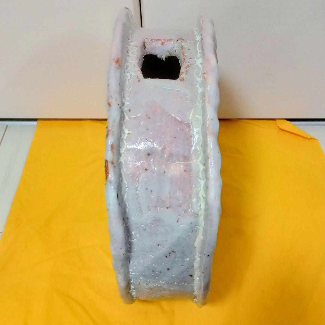 志野焼 寿扇作 大村寿扇 東谷窯 花生 丸形 花瓶 花器 花立て 壺 陶器