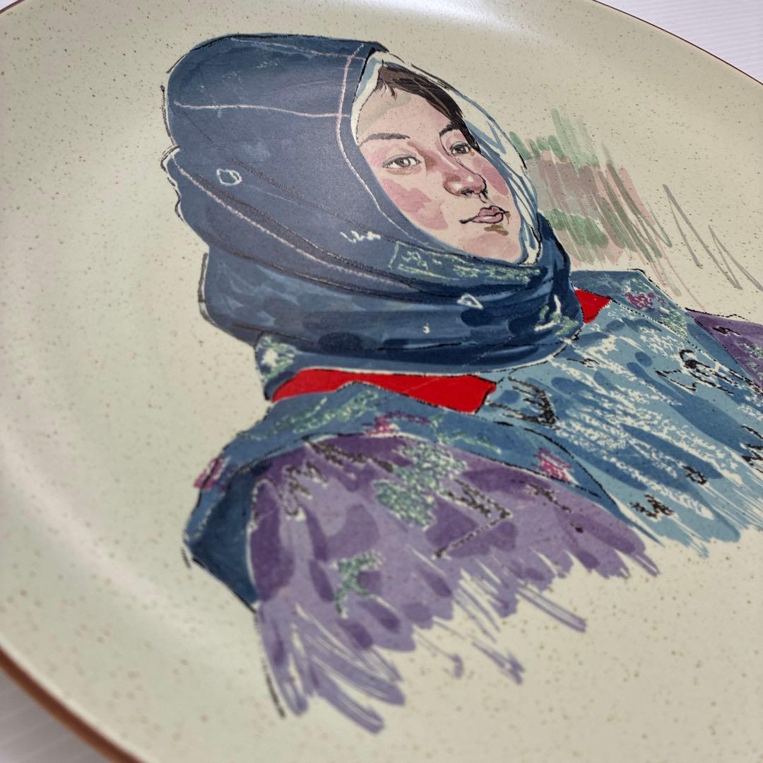 《美品》藤沼源三　農夫画大皿　美人画　絵画　盛り付け　飾り物　インテリア