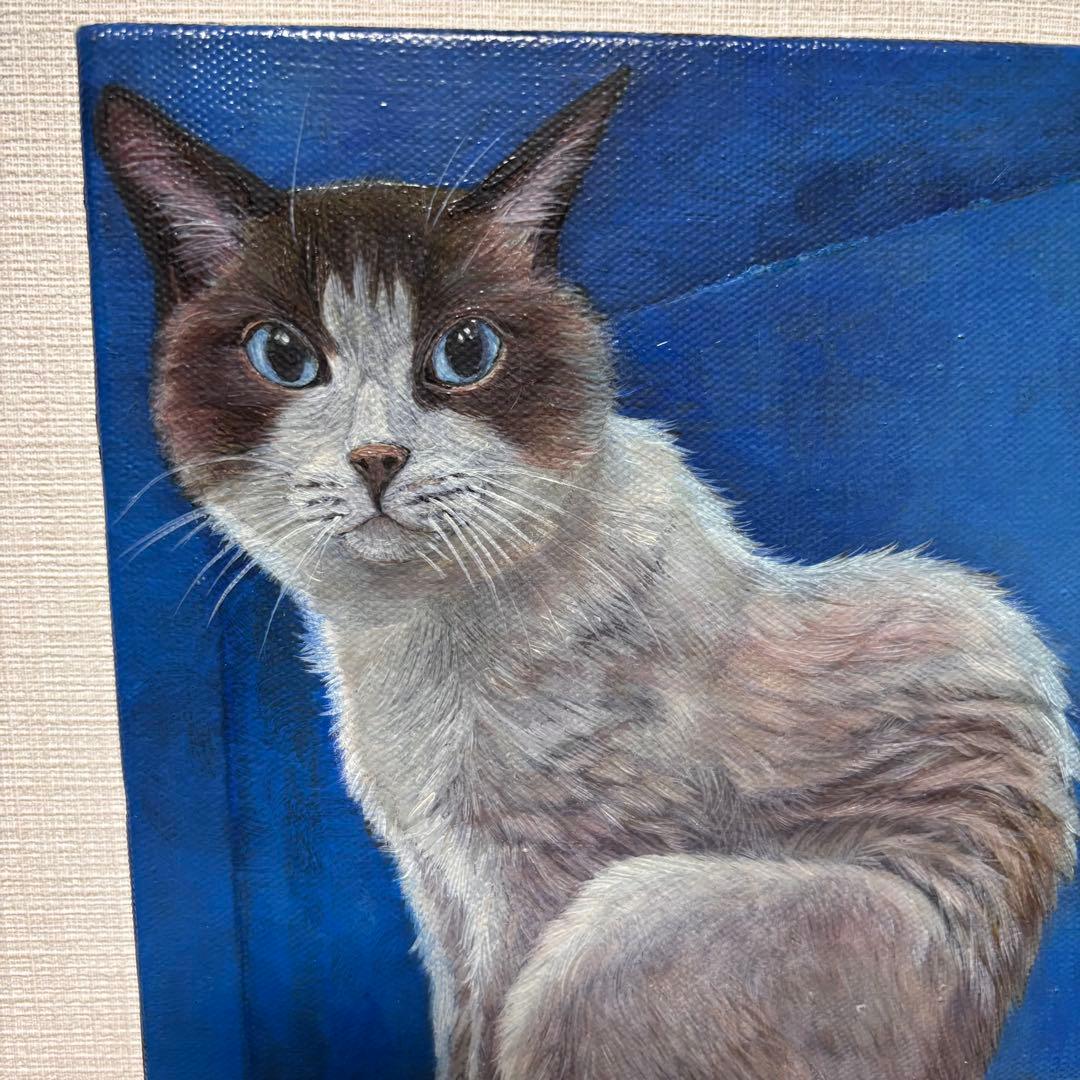 猫の手描き絵画 青い背景