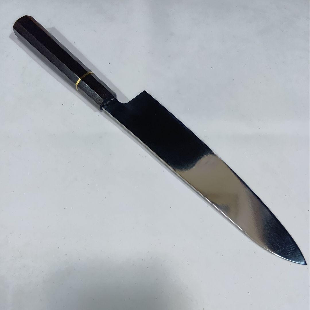 本焼 Ｖ金10号鋼 全鋼 和牛刀 24cm 牛刀 包丁 鏡面 黒檀八角柄