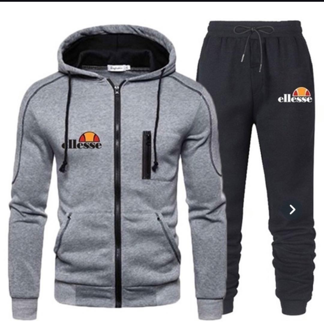 【ラスト1】ellesse フルジップパーカー　ロングパンツ　上M下Lセット　灰