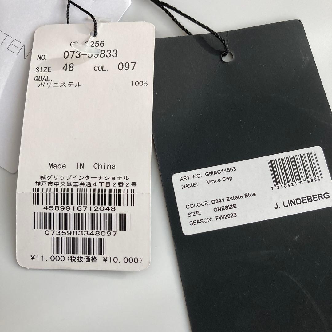 新品 J. LINDEBERG ゴルフメンズ帽子 ネイビーキャップ ロゴワッペン