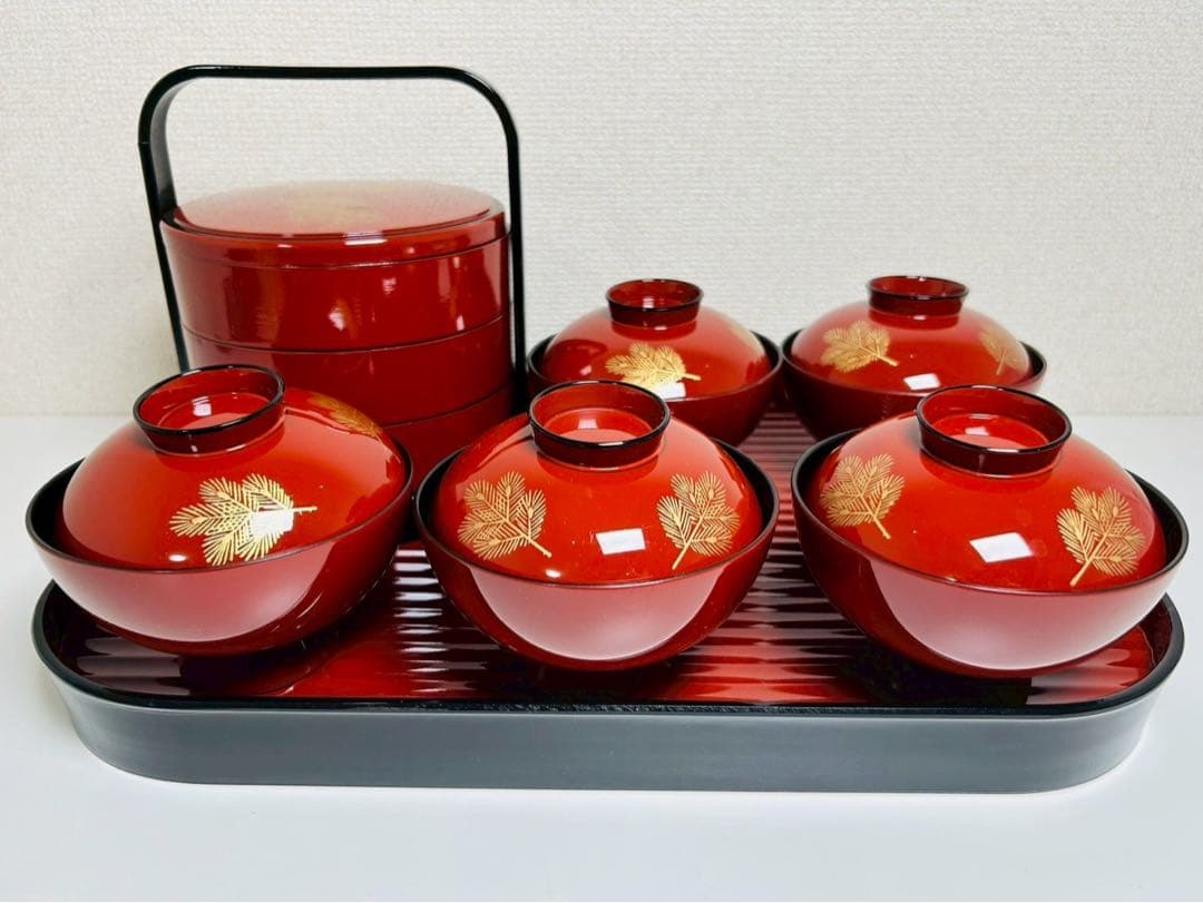 付煮物椀（5客）　提げ重　お盆　セット 【111111m】