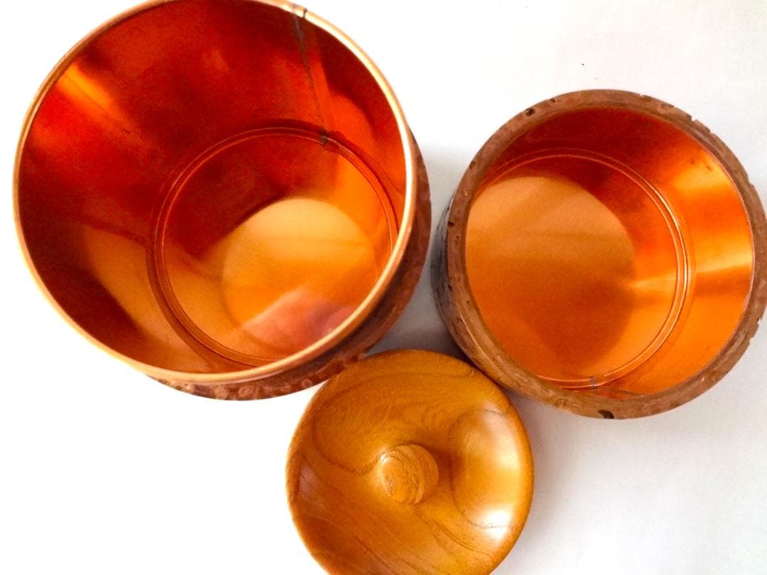 桃の実　茶入　茶筒　銅缶　貞作　伝統工芸品　中古品　美品　茶道具　おすすめ品