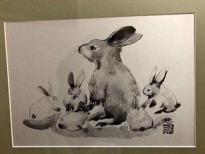 水墨画　うさぎ