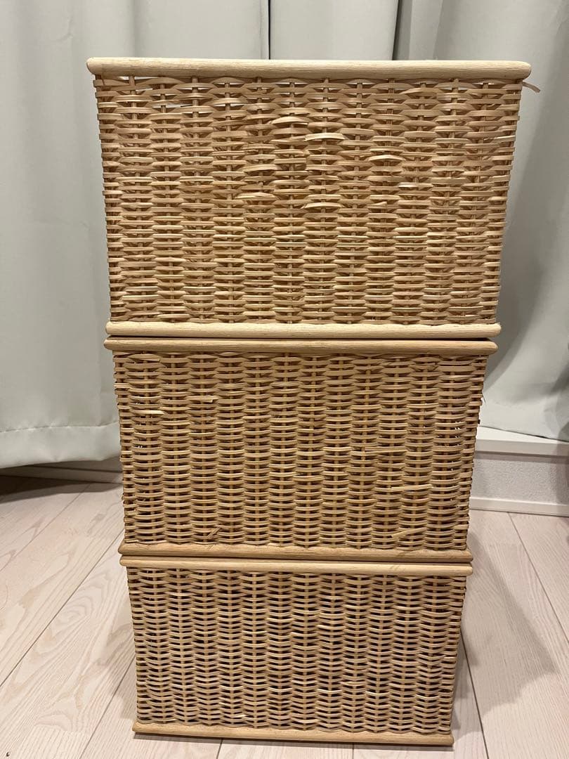 無印良品　重なるブリ材バスケット ３個セット