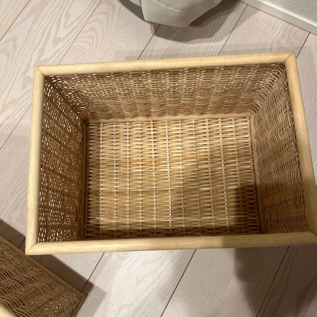 無印良品　重なるブリ材バスケット ３個セット