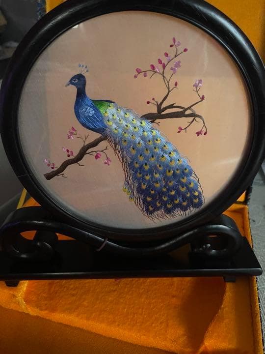 美品中国美術工芸品蘇州手作り両面刺繍孔雀です
